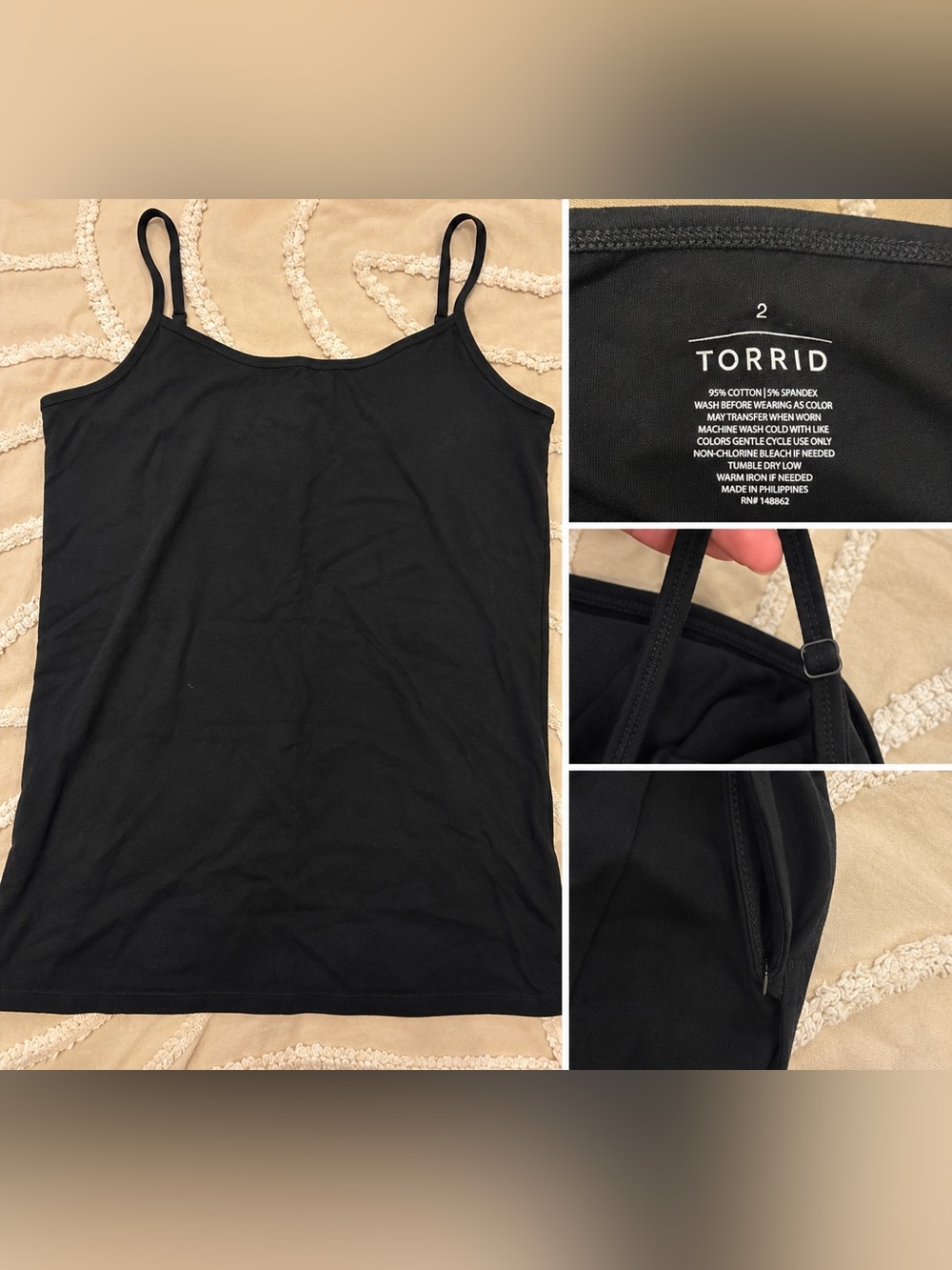 torrid Black Slim Spaghetti Strap Cami